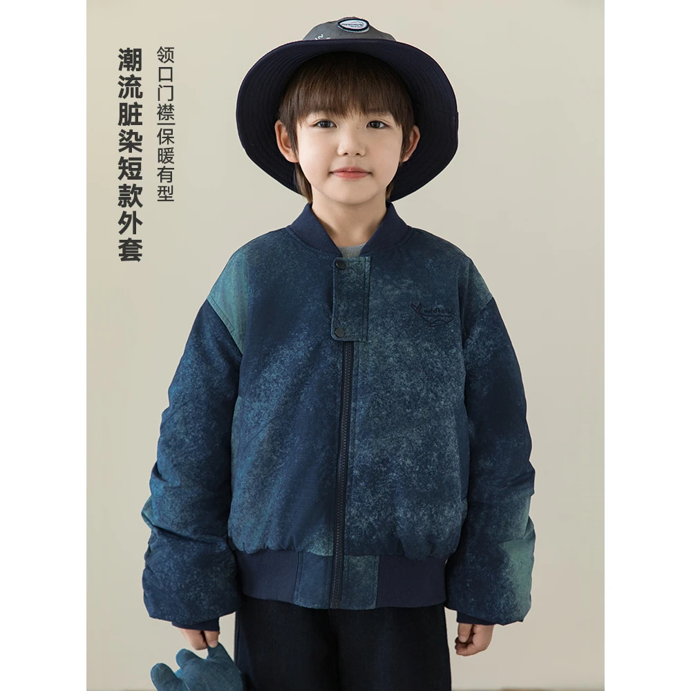 【秋四波】oddtails儿童男童短款复古潮流保暖领口门襟棉服QG2411