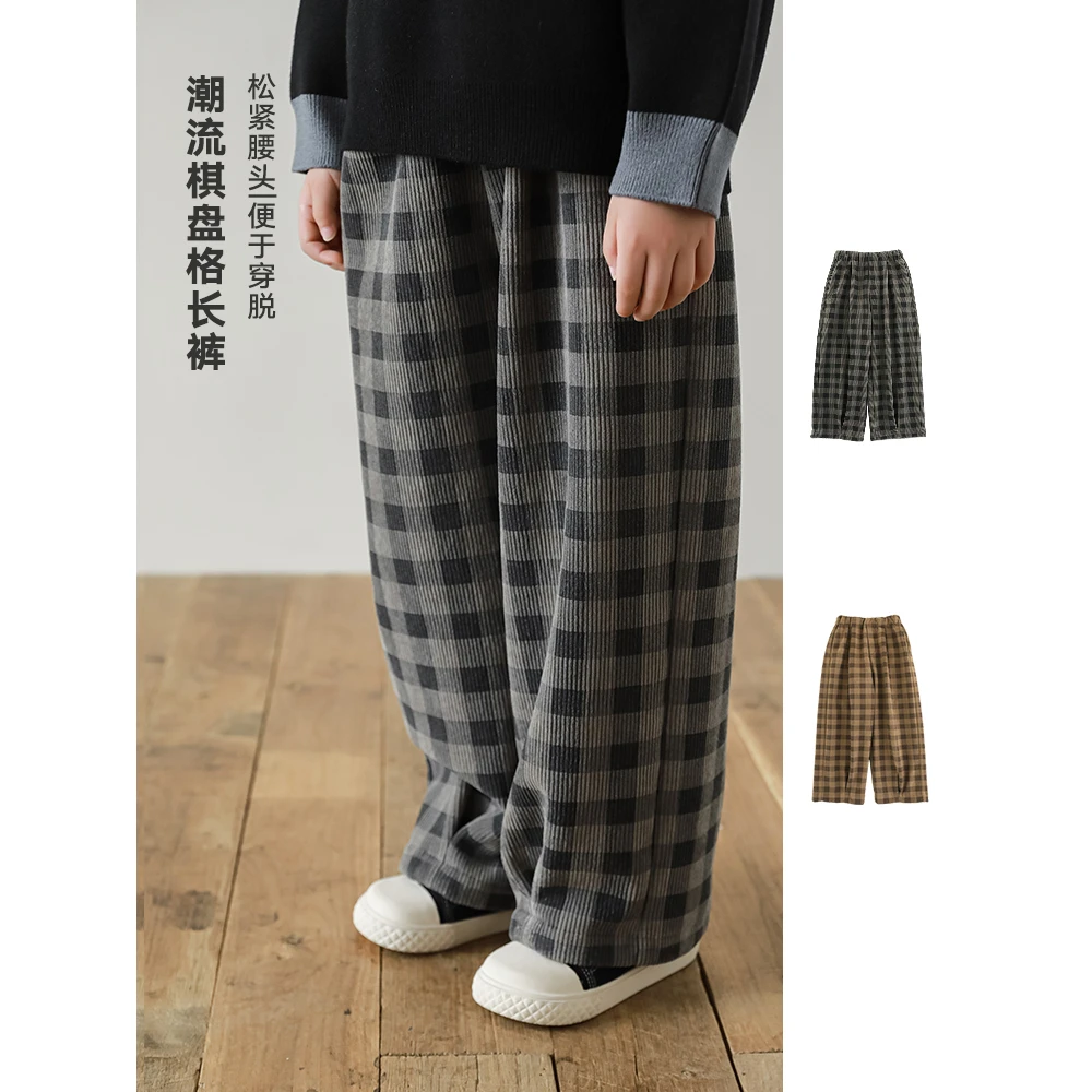 【秋四波】oddtails男士百搭复古宽松潮流格子松紧腰棋盘格QG2385