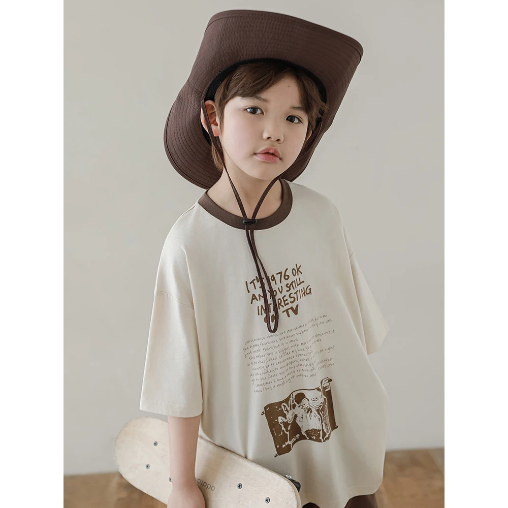 【夏款清】oddtails男童夏季纯棉印花时尚百搭透气上衣QG2267
