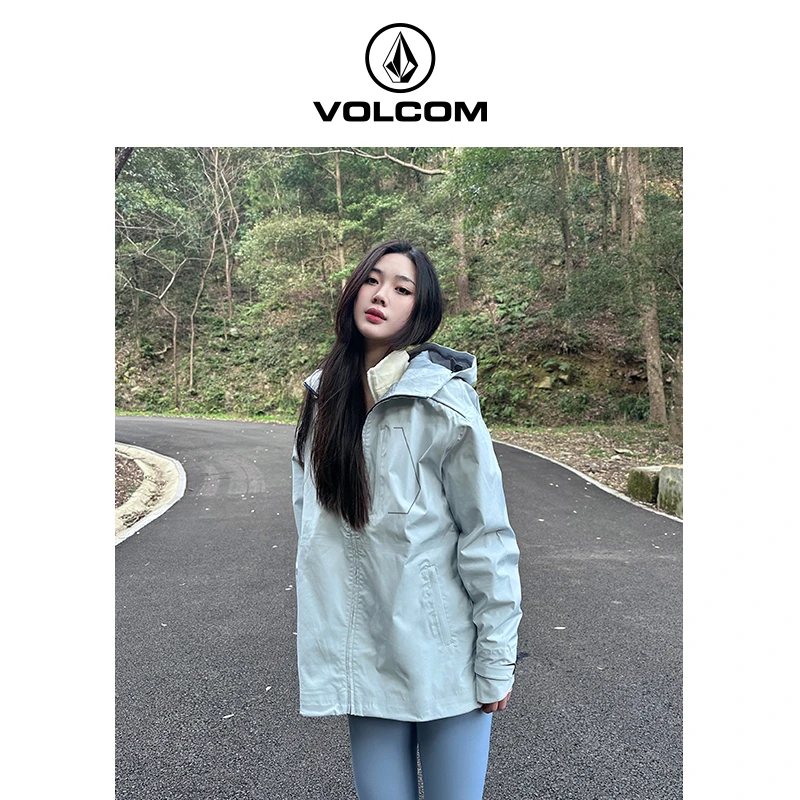 VOLCOM2025春秋新款户外休闲三防情侣连帽防水宽松冲锋衣AD332319