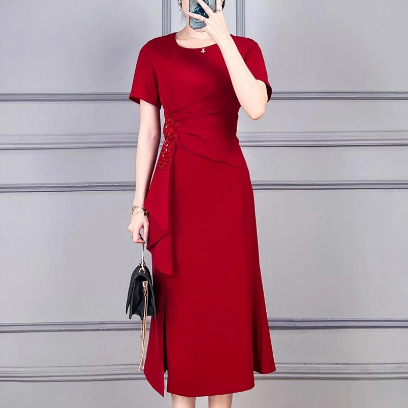 新款高端参加婚礼结婚妈妈装婚宴礼服高级感喜婆婆平时可穿连衣裙