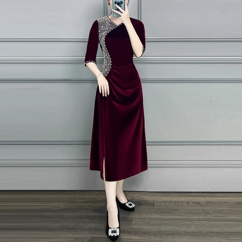 高端妈妈结婚礼服旗袍年轻婆婆婚宴新款高贵婚礼丈母娘洋气连衣裙