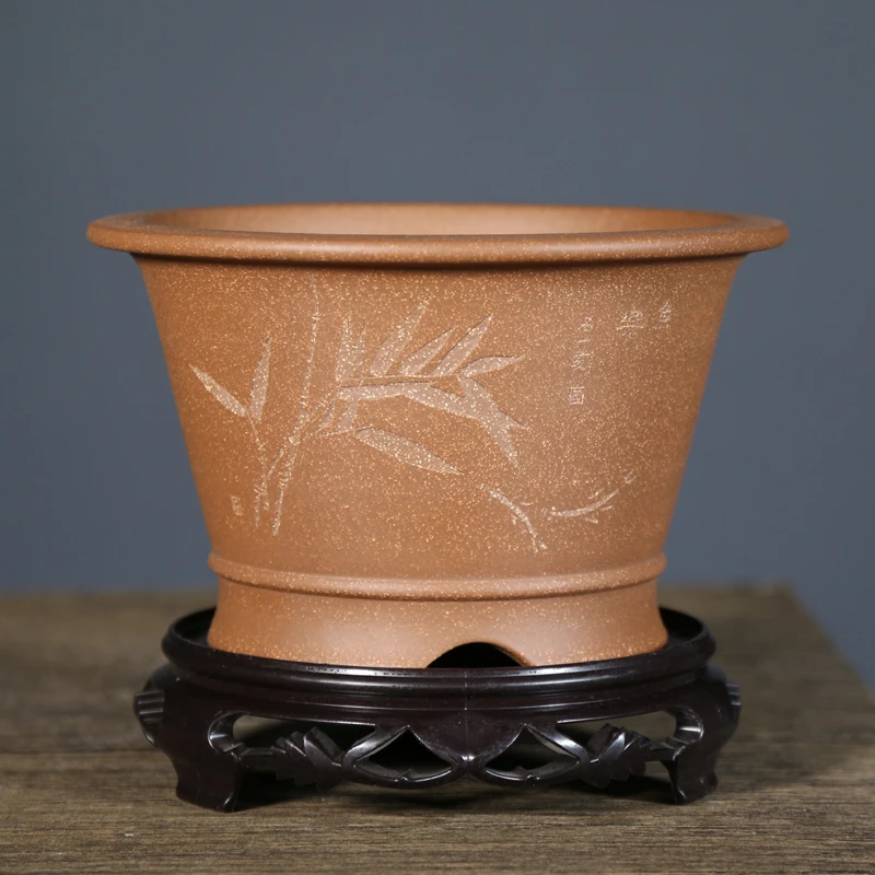 精品紫砂花盆君子兰盆室内客厅兰花盆老桩绿植盆景盆陶瓷圆形花盆
