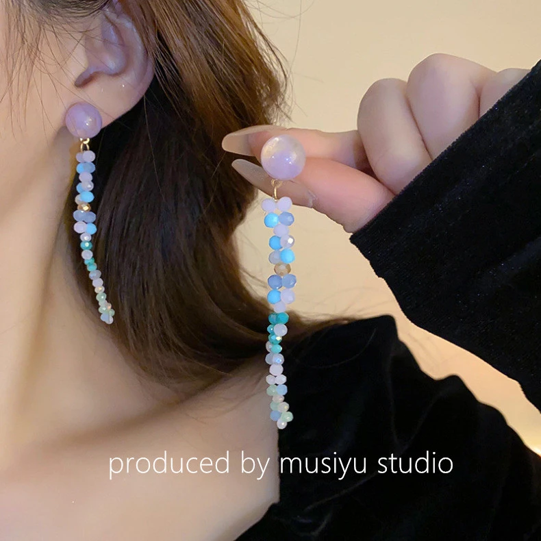 铜合金亚克力耳饰 新款气质长款流苏耳环时尚个性小众饰品耳钉