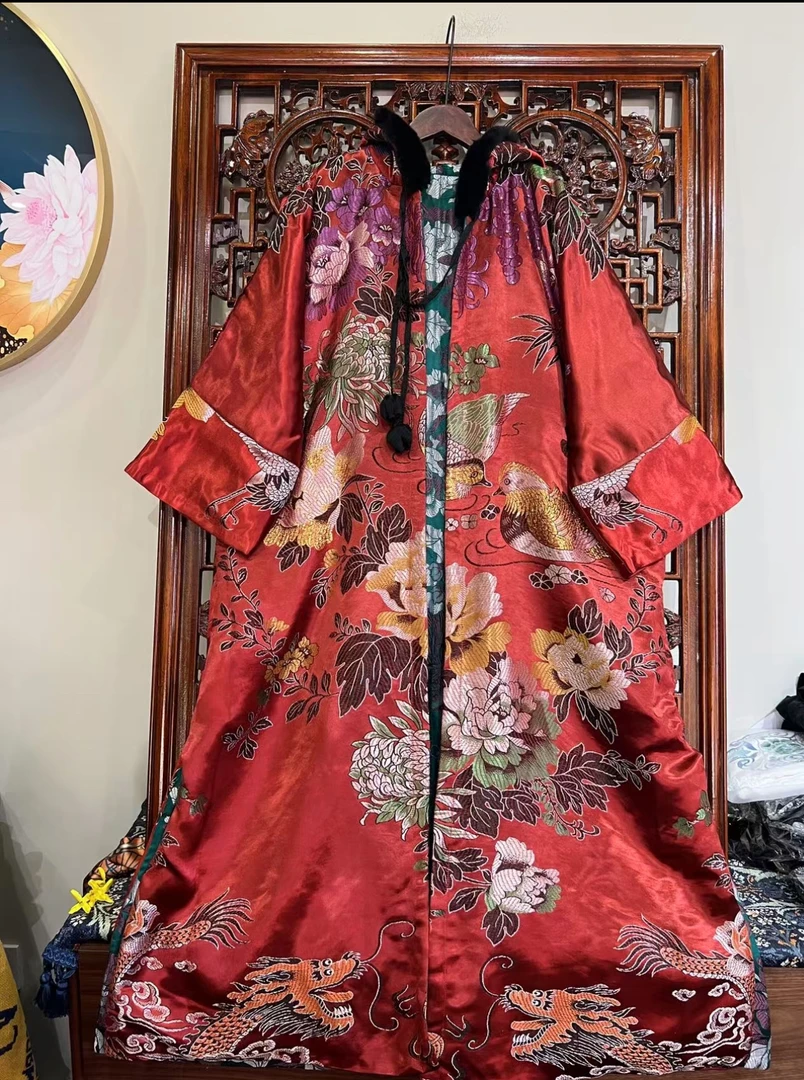 复古提花新加棉长款棉外套