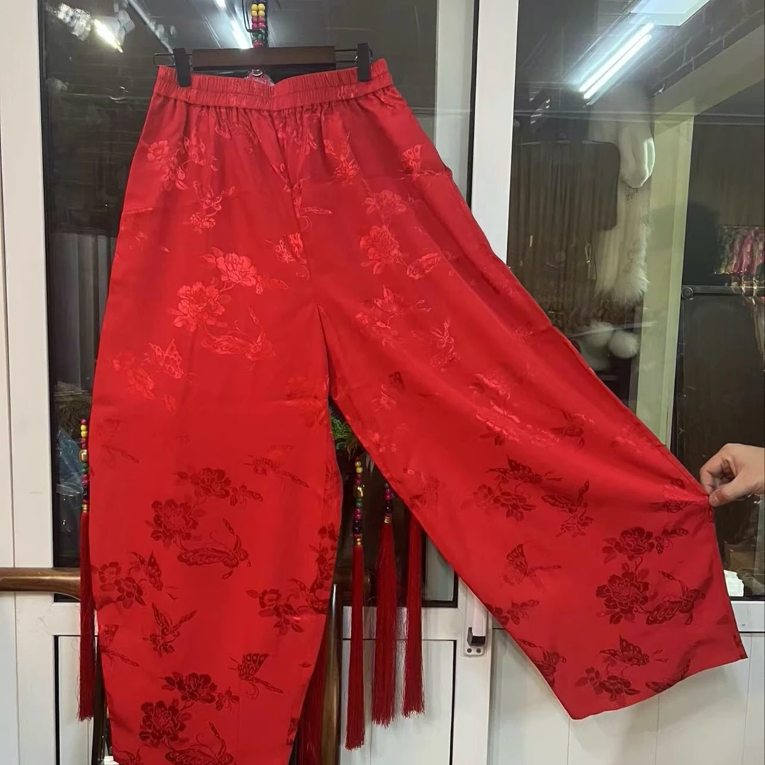 奶奶裤新缎提花春夏休闲裤