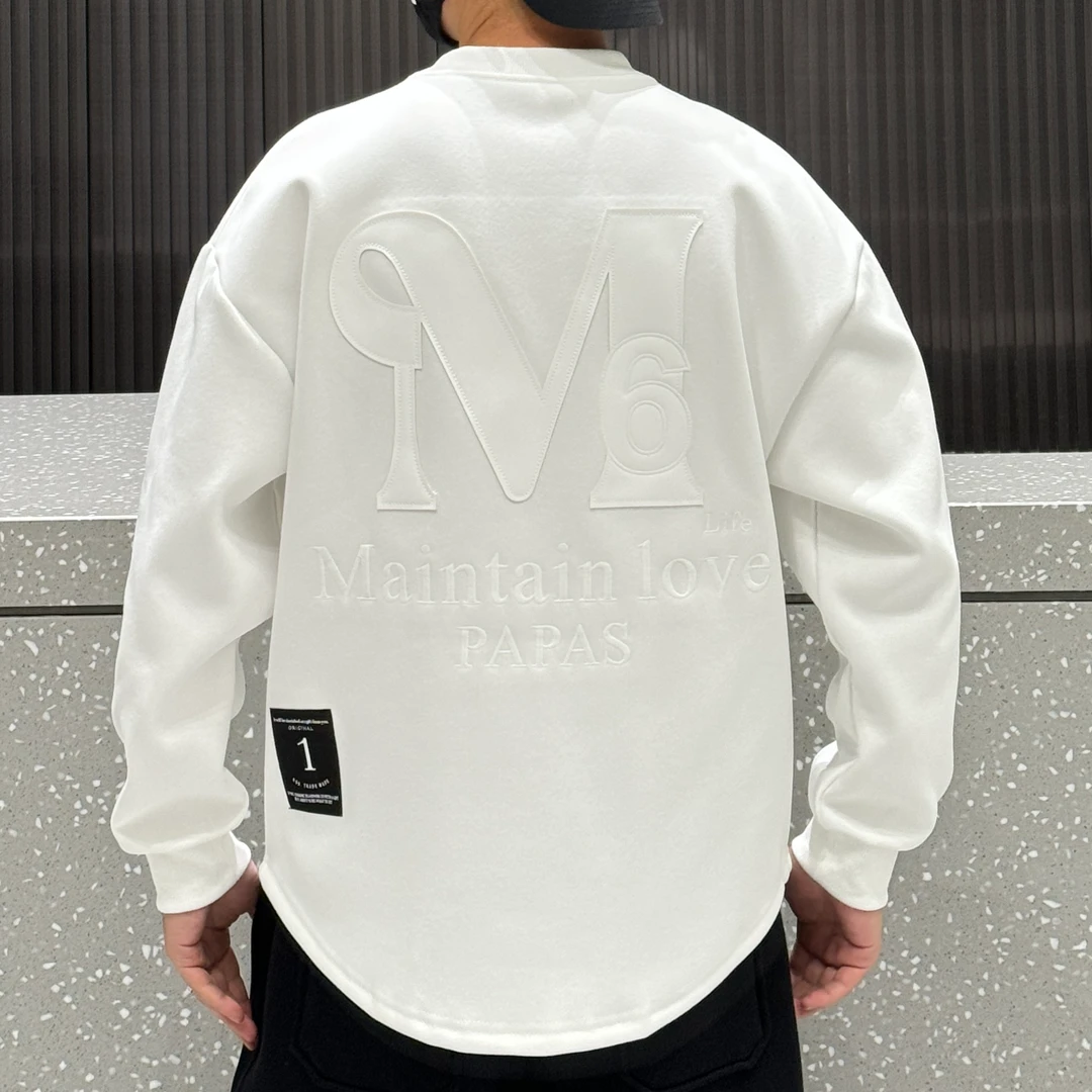 秋冬新款时尚潮流加厚圆领长袖字母百搭宽松圆弧下摆卫衣89169