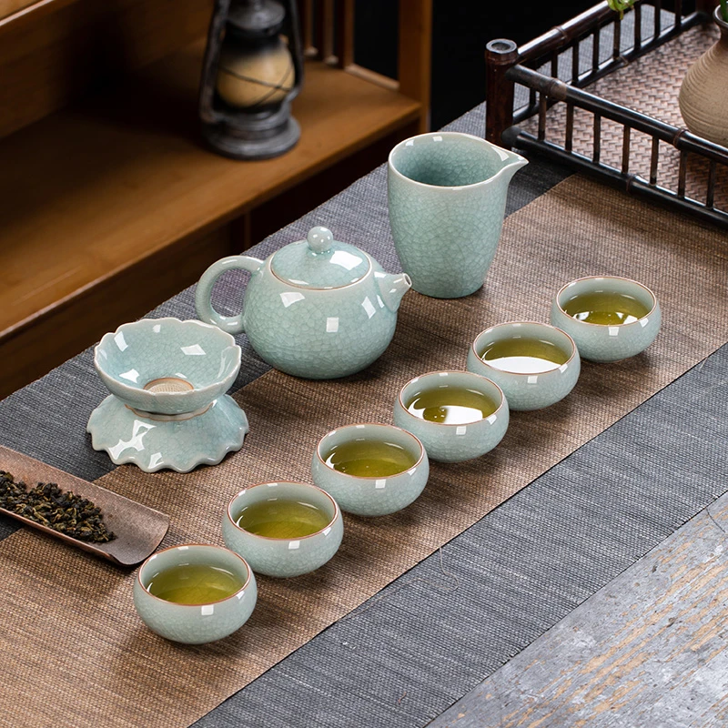 奉君冰花茶具套装冰裂纹开片西施壶盖碗高档家用陶瓷功夫茶具全套