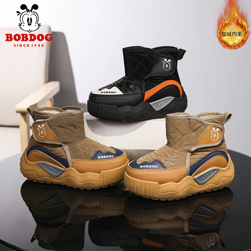 Bobdog/巴布豆儿童雪地靴亲子款冬季男童女童加绒加厚保暖雪地靴