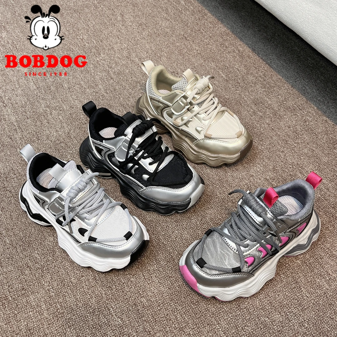 Bobdog/巴布豆2024秋季男女童跑步鞋轻便透气防滑耐磨运动鞋运动