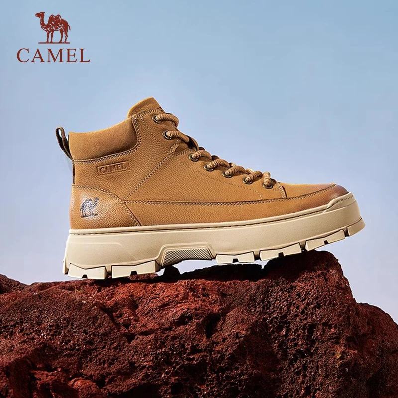 骆驼男鞋高帮鞋子2025冬季新款复古运动休闲鞋增高厚底滑板鞋男士