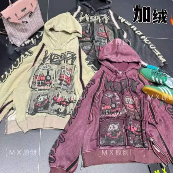 真真欧货【四宫格海绵宝宝连帽加绒卫衣设计师潮牌】37727