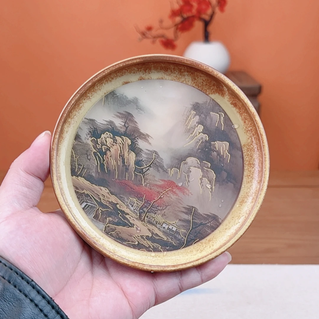 润茗茶具/简约千里江山变色壶承家用储水排水茶台小型茶具托盘