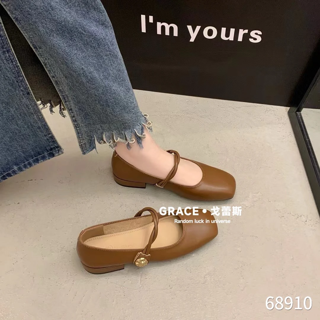 法式复古玛丽珍鞋女浅口单鞋百搭温柔仙女风平底鞋