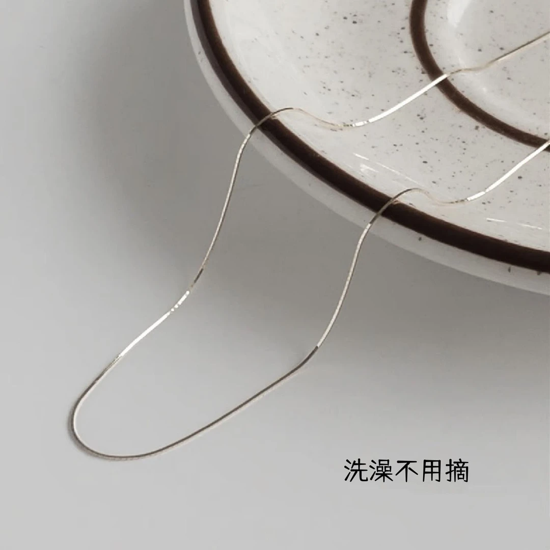 钛钢亚克力项链 【钛钢不掉色】极简风全素链方形细蛇骨银色闺蜜手