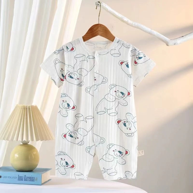 婴幼儿夏季纯棉薄款短袖连体哈衣