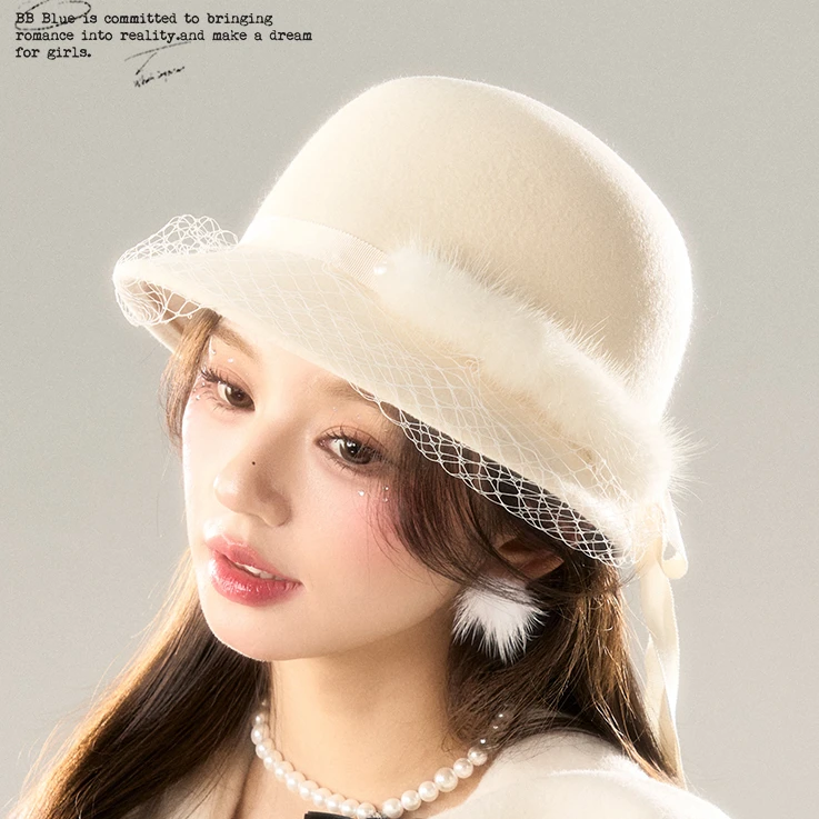 BB BLUE 原创设计 浪漫蕾丝千金礼帽