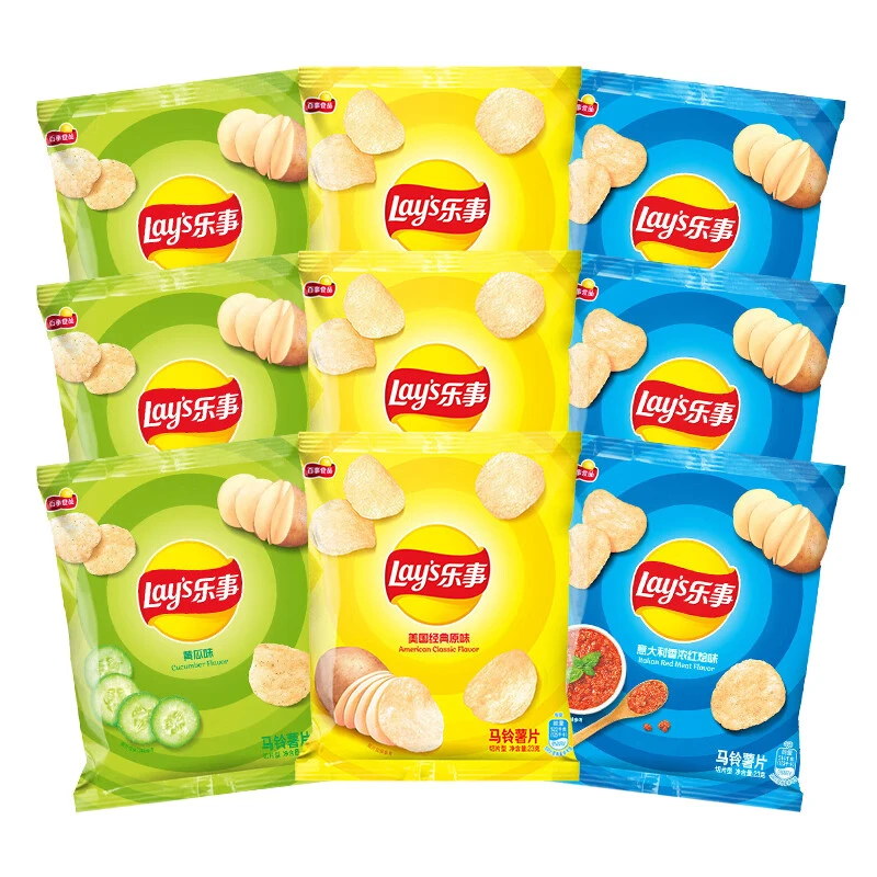 Lay’s/乐事原切薯片23g*5袋黄瓜原味网红零食休闲-临期11月到期