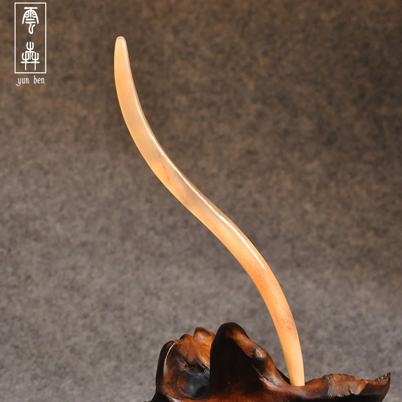 云犇羊角发簪S形发簪新款透盘发钗子古风新中式发钗发饰手工弯簪