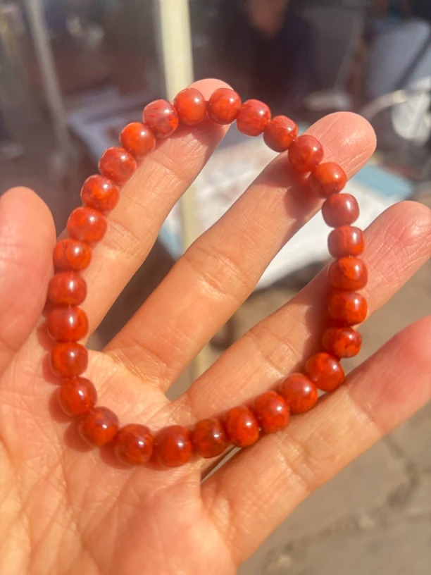 凉山九口玫红手串