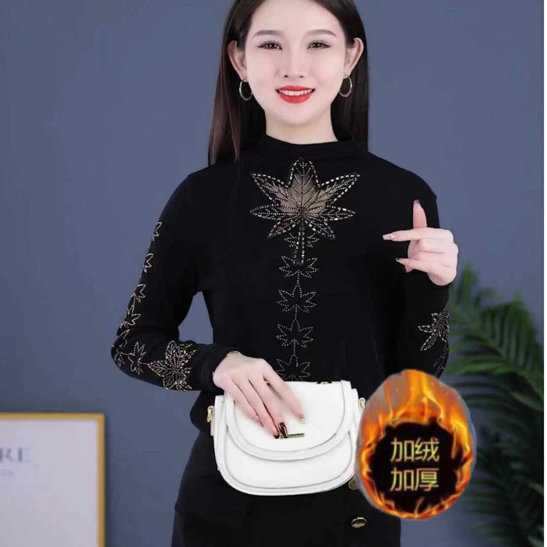 YUNKEMAN/云珂蔓【运费补贴】时尚半高领加绒加厚保暖显瘦打底衫