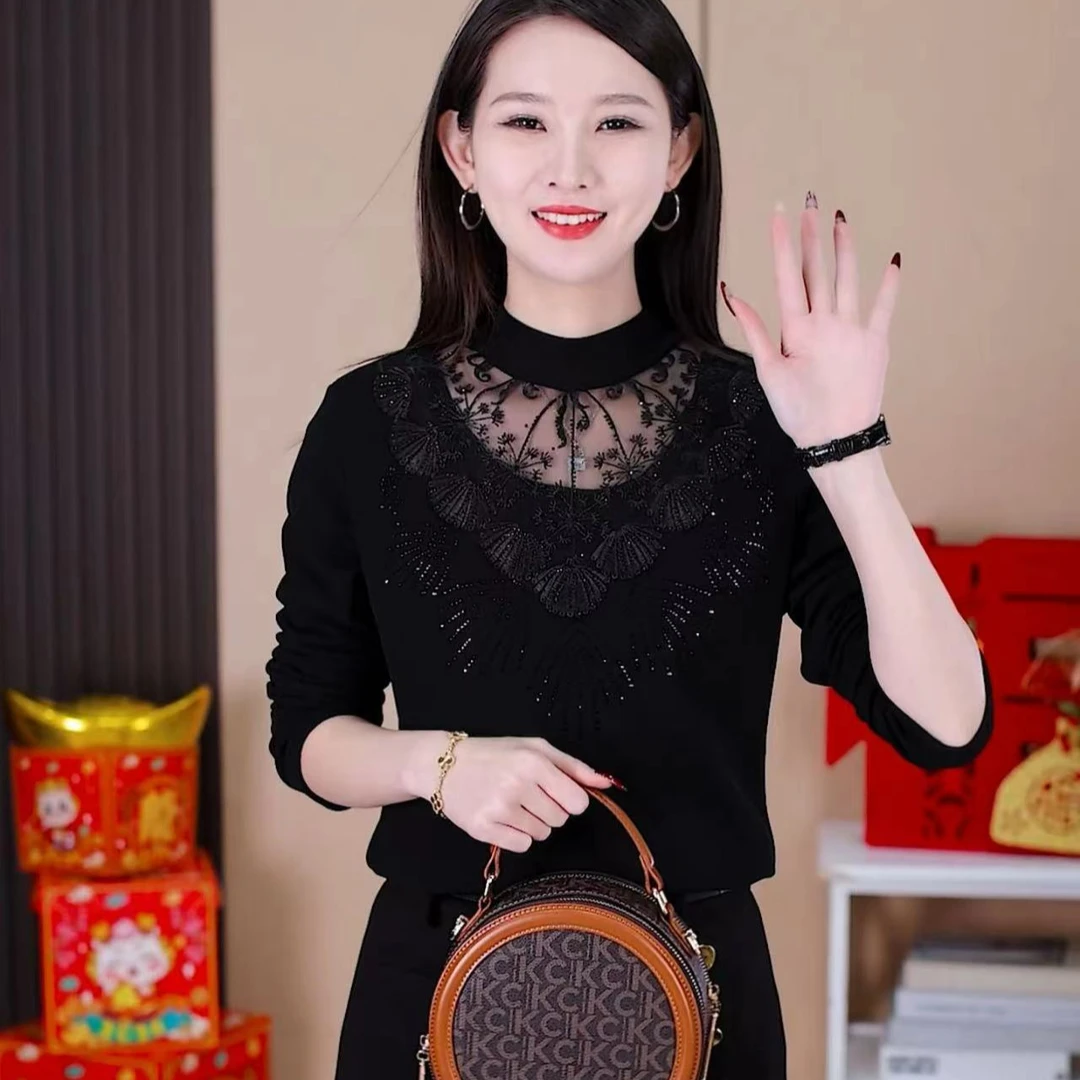 云珂蔓品牌洋气修身显瘦打底衫加绒半高领百搭上衣气质纯色长袖