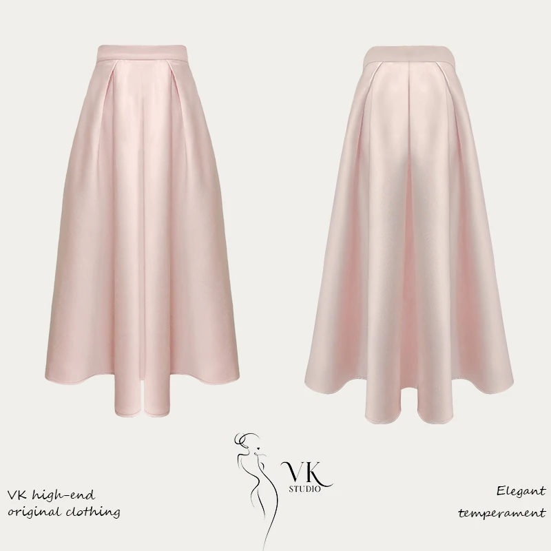VK Studio夏季气质高腰显瘦半身裙时尚百搭尤莱特A字裙【VK9934】