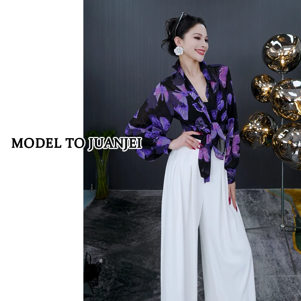 娟姐同款长袖防嗮显瘦春洋气季时尚气质百搭印花时尚衬衫3