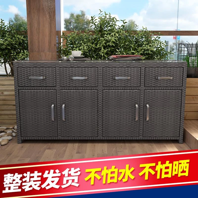 新品藤编户外阳台储物柜防水鞋柜收纳杂物别墅门口柜子大容量透气