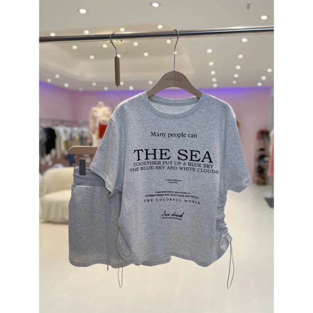 BHH-8837【上衣➕裤子】东大门夏季新款韩版显瘦时尚感抽绳套装