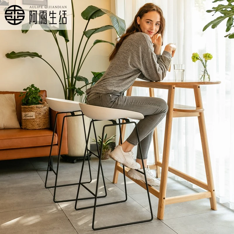ins北欧铁艺吧台椅网红奶茶店服装店高脚凳创意 现代简约吧台凳子