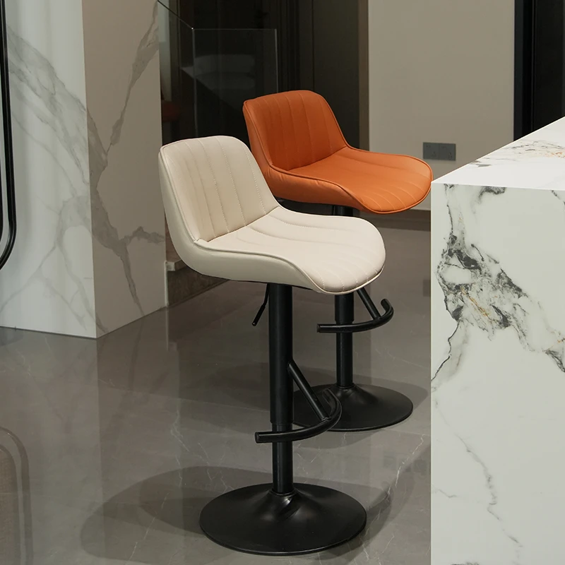 可升降旋转吧台椅现代极简轻奢风格家用西厨中岛台吧台凳子带靠背