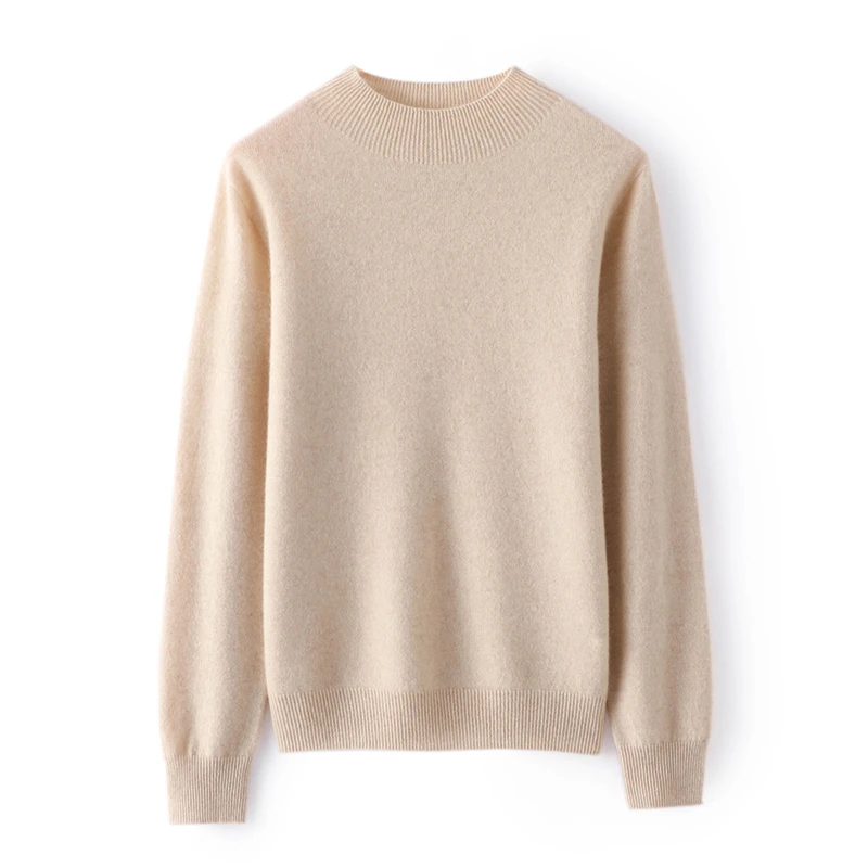 《万能搭》纯山羊绒一线成衣无缝半高领平面时尚针织衫纯色女款长袖