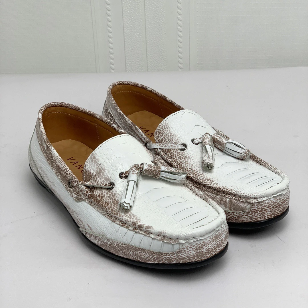 鸵鸟爪一脚蹬喜马拉雅白时尚休闲百搭包子鞋豆豆鞋真皮白色男士