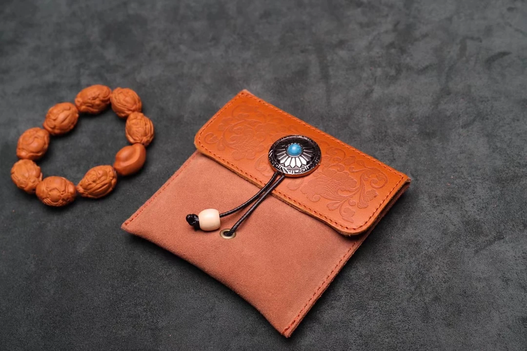 11.5×11.5cm绕线文玩包真牛皮收纳袋