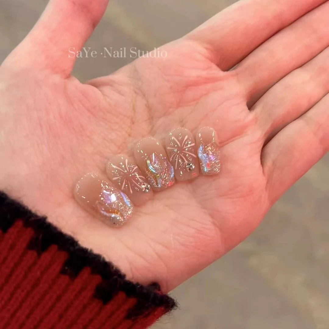 温精灵烟花-SAYE飒爷手工美甲-可重复佩戴-掉钻包补-送工具包