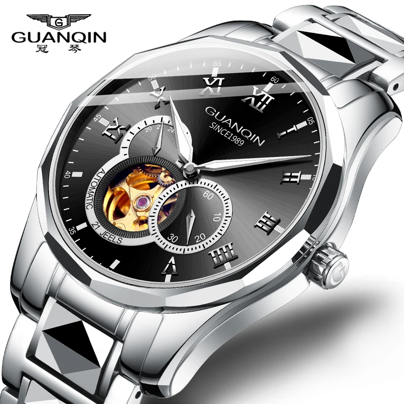 GUANQIN/冠琴日本进口机芯全自动机械腕表镂空钨钢轻奢商务防水表