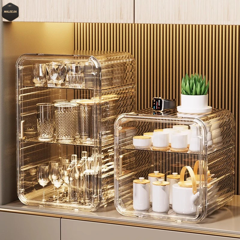 杯子收纳置物架放水杯咖啡杯架茶杯架子玻璃杯茶具防尘沥水储物盒