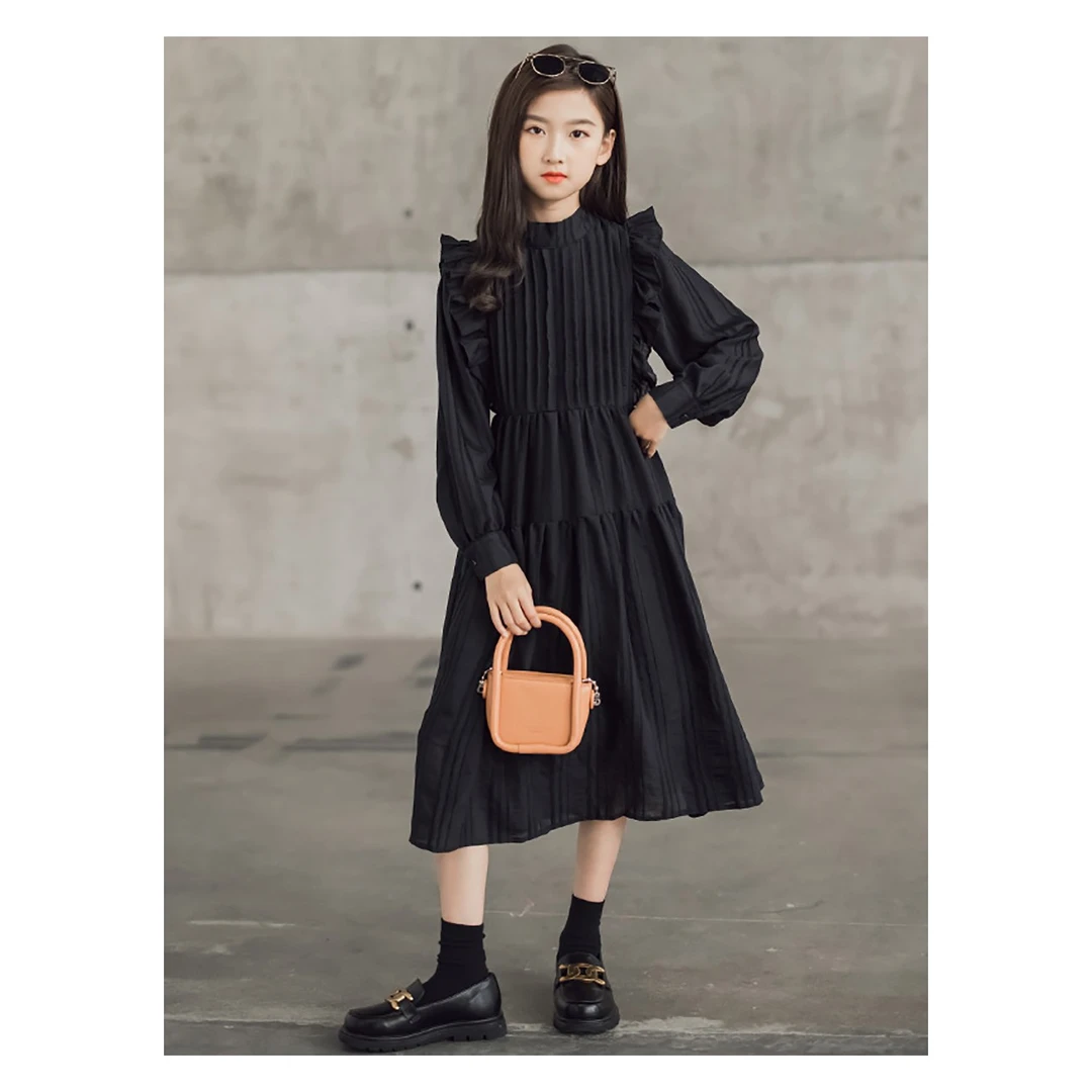 女童连衣裙2023新款时尚气质小仙女中长款蛋糕裙女孩洋气亲子秋装