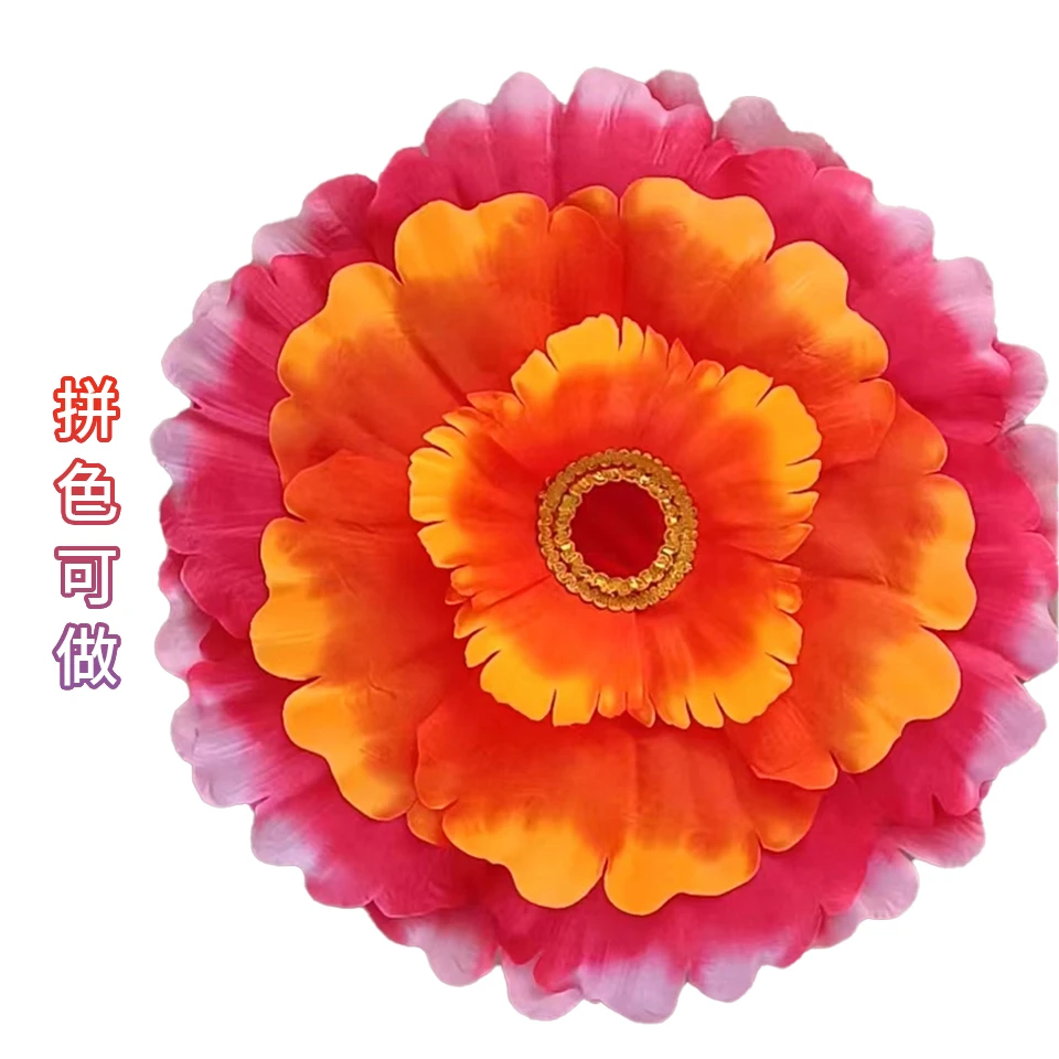 三层牡丹花手绢纯手工制作秧歌手绢广场舞手绢,手拿花纯