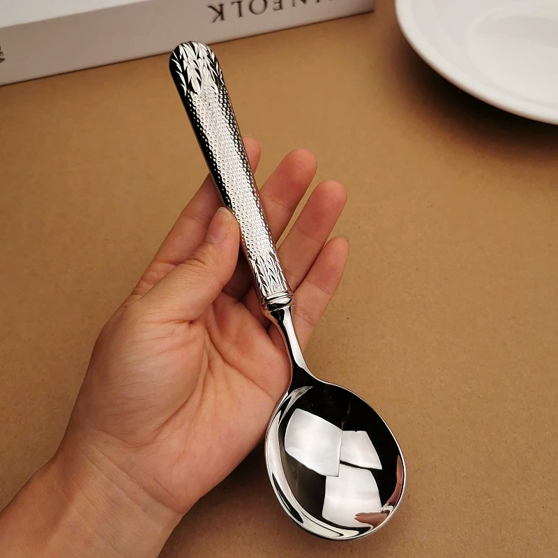 出口品质麦穗系列304不锈钢圆头勺吃饭勺汤勺调羹18/10汤匙西餐勺