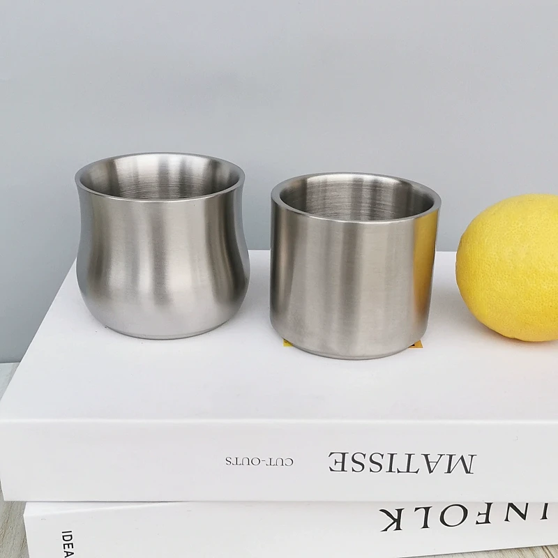 双层18/10不锈钢咖啡杯茶杯白酒杯两用防烫隔热304随手杯