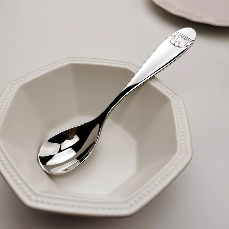出口单可爱象18/10不锈钢勺子喝汤儿童调羹304宝宝勺喂饭吃饭勺