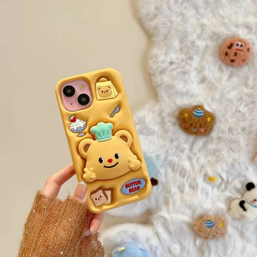 【苹果】个性卡通黄油小熊硅胶手机壳适用iPhone15promax/14/13/12