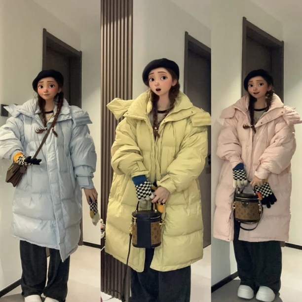 Datou sister 彩色大被子 巨巨巨推荐帽子可拆卸中长款羽绒服男女