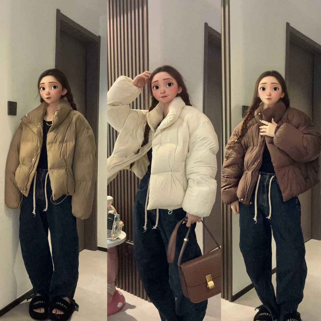 Datou sister 云朵欧包 短款超轻立领鹅绒羽绒服女