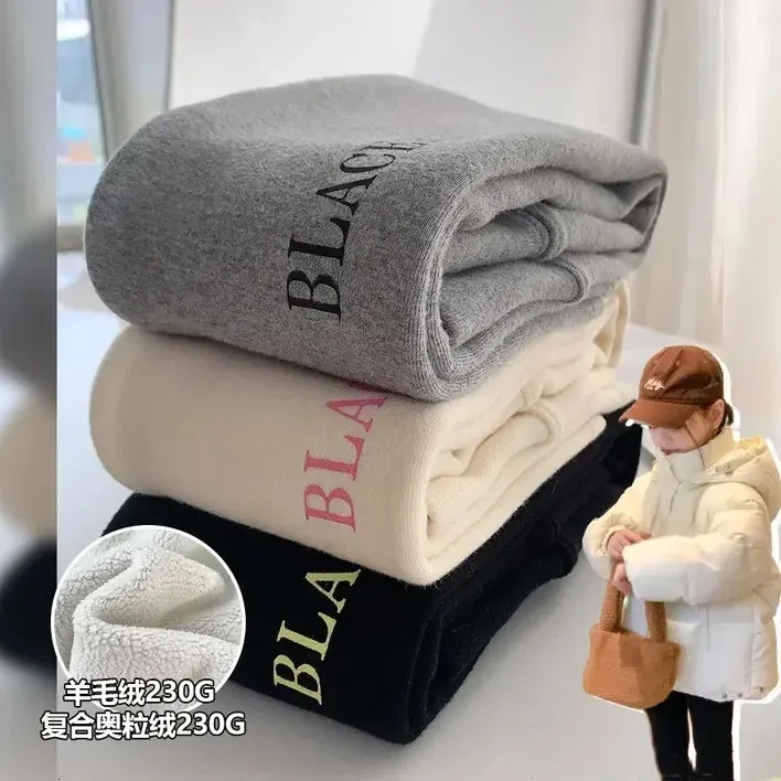 女童加绒打底裤新款儿童裤子秋冬加厚保暖中大童修身裤外穿潮
