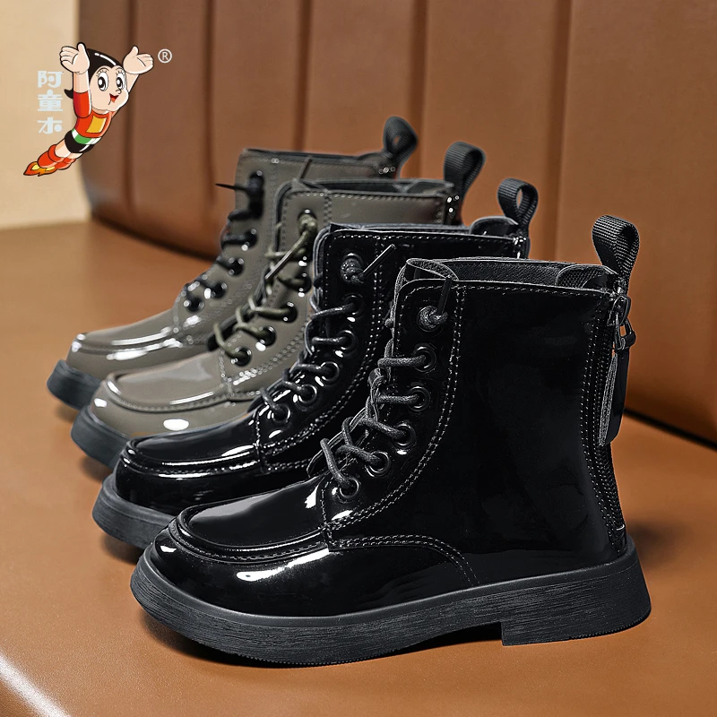 阿童木秋冬款加绒女童皮靴单鞋棉鞋保暖舒适儿童童鞋中大童厚底