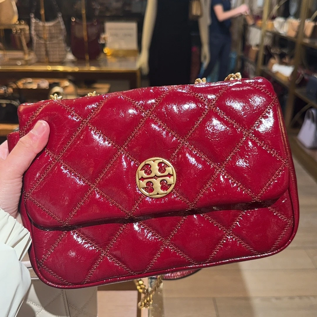 【预售】ToryBurch/汤丽柏琦店内现采willa红色中号方胖子包152051