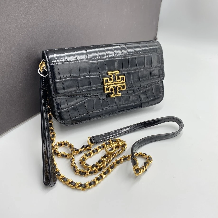 TORY BURCH/汤丽柏琦店内现采黑金鳄鱼压纹肩背斜挎包美国顺丰邮